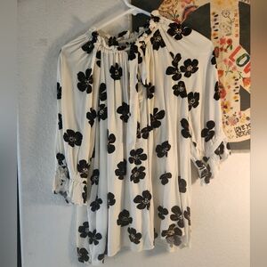 Who What Wear Black Floral Blouse